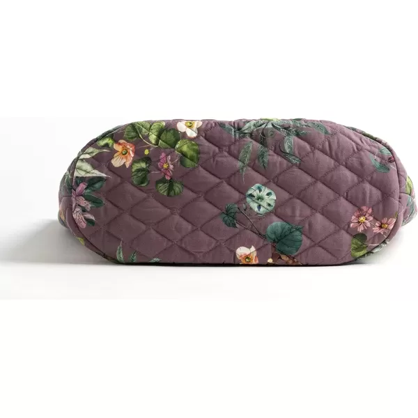 imageMaison d Hermine Shopping Bag Cotton Quilted Tote Bag with Zipper Pockets ampamp Small Pouch Grocery Bag for Work Travel Lunch8  Eden  Violet