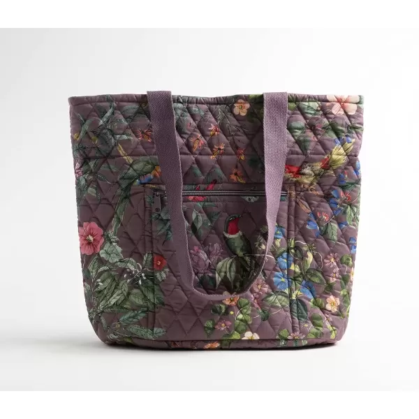 imageMaison d Hermine Shopping Bag Cotton Quilted Tote Bag with Zipper Pockets ampamp Small Pouch Grocery Bag for Work Travel Lunch8  Eden  Violet