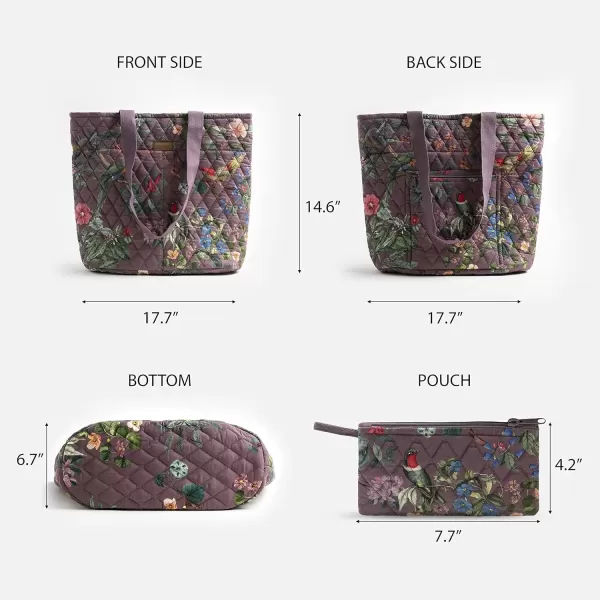 imageMaison d Hermine Shopping Bag Cotton Quilted Tote Bag with Zipper Pockets ampamp Small Pouch Grocery Bag for Work Travel Lunch8  Eden  Violet