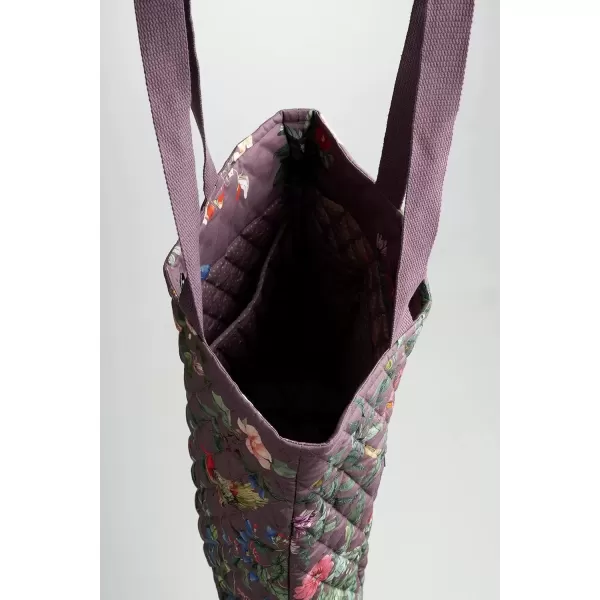 imageMaison d Hermine Shopping Bag Cotton Quilted Tote Bag with Zipper Pockets ampamp Small Pouch Grocery Bag for Work Travel Lunch8  Eden  Violet