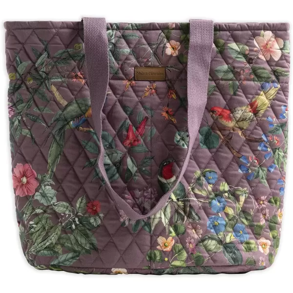 imageMaison d Hermine Shopping Bag Cotton Quilted Tote Bag with Zipper Pockets ampamp Small Pouch Grocery Bag for Work Travel Lunch8  Eden  Violet