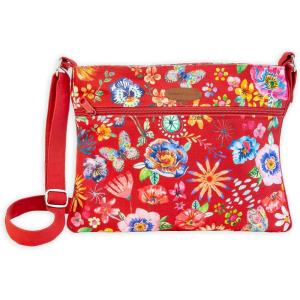 imageMaison d Hermine Cross Body Bag Cotton Adjustable Shoulder Strap Hand Bag Tote Purse for Women Office Shopping38  Happy Florals  Red