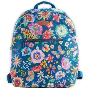 imageMaison d Hermine Backpack Cotton Shoulder Backpack with Small Pouch Lightweight Bag for Travel Work Beach Perfect for Women ampamp Men Bonobo  Blue36  Happy Florals  Blue