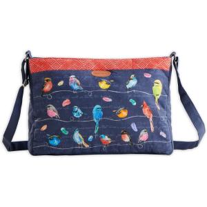 imageMaison d Hermine Hand Bag Cotton Canvas Cross Body Bag Shoulder Bag for Women Men Shopping Multi Zippered Pocket Sling Bag30  Birdies on Wire