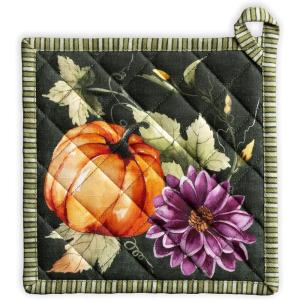 imageMaison d Hermine Hot Pads 100 Cotton Pot Holders with Hanging Loop Potholder Heat Resistant Cooking Grilling ampamp Microwave Barbeque Amazonia  ThanksgivingChristmas 8quotx8quot9  Pumpkin Garden  Dark Green