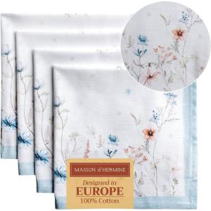 imageMaison d Hermine Napkins 20quotx20quot 100 Cotton Decorative Washable Table Cloth Napkin for Gifts Kitchen Party Wedding Restaurant ampamp Camping Amazonia  ThanksgivingChristmas Set of 411  Ice Florals