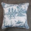 imageMaison d Hermine Decorative Pillow Cover 100 Cotton Toile Washable Cushion Cover with Invisible Zipper for Bed Living Room Home Dcor Sofa Katmandou  Samba  SpringSummer 20quotx20quot09  Calais  Blue