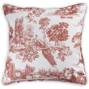 imageMaison d Hermine Decorative Pillow Cover 100 Cotton 20 Inch x 20 Inch Toile Cushion Covers with Invisible Zipper for Sofa Couch Home Pale Garden  Saumon Romantic Poppy  SpringSummer24  Trianon  Brown