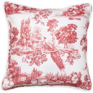 imageMaison d Hermine Decorative Pillow Cover 100 Cotton 20 Inch x 20 Inch Toile Cushion Covers with Invisible Zipper for Sofa Couch Home Pale Garden  Saumon Romantic Poppy  SpringSummer27  Trianon  Red