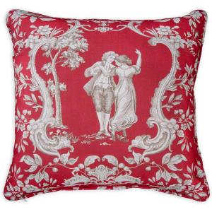 imageMaison d Hermine Decorative Pillow Cover 100 Cotton 20 Inch x 20 Inch Toile Cushion Covers with Invisible Zipper for Sofa Couch Home Pale Garden  Saumon Romantic Poppy  SpringSummer13  Joli Jouy  Red