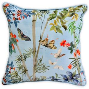 imageMaison d Hermine Decorative Pillow Cover 100 Cotton Toile Washable Cushion Cover with Invisible Zipper for Bed Living Room Home Dcor Sofa Katmandou  Samba  SpringSummer 20quotx20quot19  Canne  Pastel Blue