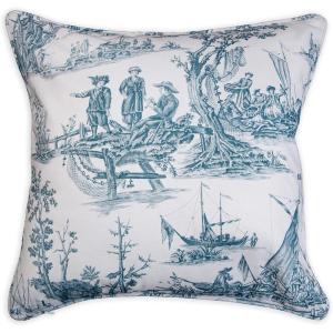 imageMaison d Hermine Decorative Pillow Cover 100 Cotton Toile Washable Cushion Cover with Invisible Zipper for Bed Living Room Home Dcor Sofa Katmandou  Samba  SpringSummer 20quotx20quot09  Calais  Blue