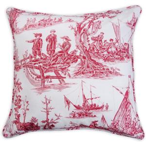 imageMaison d Hermine Decorative Pillow Cover 100 Cotton Toile Washable Cushion Cover with Invisible Zipper for Bed Living Room Home Dcor Sofa Katmandou  Samba  SpringSummer 20quotx20quot17  Calais  Red