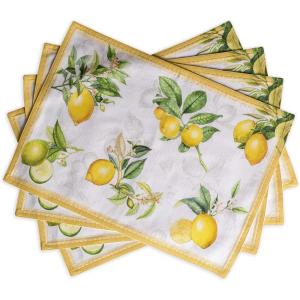 imageMaison d Hermine Cloth Placemat 100 Cotton Set of 4 Decorative Washable Place Mats Table Placemat Dining Kitchen Parties ampamp Camping Agrume  SpringSummer06  Limoncello