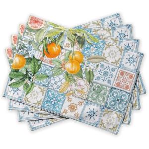 imageMaison d Hermine Cloth Placemat 100 Cotton Set of 4 Decorative Washable Place Mats Table Placemat Dining Kitchen Parties ampamp Camping Agrume  SpringSummer14  Agrume