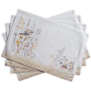 imageMaison d Hermine Cloth Placemat 100 Cotton Set of 4 Decorative Washable Place Mats Table Placemat Dining Kitchen Parties ampamp Camping Agrume  SpringSummer15  Meadow Florals  Beige