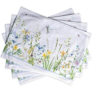 imageMaison d Hermine Cloth Placemat 100 Cotton Set of 4 Decorative Washable Place Mats Table Placemat Dining Kitchen Parties ampamp Camping Agrume  SpringSummer08  Fleurs De Mai