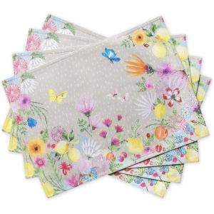 imageMaison d Hermine Cloth Placemat 100 Cotton Set of 4 Decorative Washable Place Mats Table Placemat Dining Kitchen Parties ampamp Camping Agrume  SpringSummer16  Jardin Dete  Fog