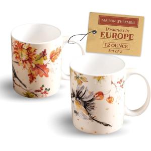 imageMaison d Hermine Coffee Mug with Handles Fine Bone China Pack of One Coffee Mug Hot Beverages Cappuccino Home Restaurant Perfect for Men ampamp Women Whitish Shabby Chique  Winter Berries 15 Ounce2  Kelim  Prairie