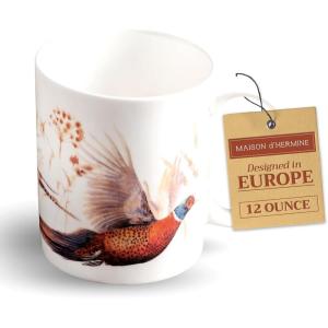 imageMaison d Hermine Coffee Mug with Handles Fine Bone China Pack of One Coffee Mug Hot Beverages Cappuccino Home Restaurant Perfect for Men ampamp Women Whitish Shabby Chique  Winter Berries 15 Ounce7  Faisan DAutomne  Vol Libre