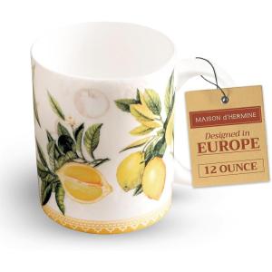 imageMaison d Hermine Coffee Mug with Handles Fine Bone China Pack of Two Coffee Mug for Hot Beverages Cappuccino Latte Home Restaurant Perfect for Men ampamp Women Holly Time 15 Ounce4  Limoncello  Verna
