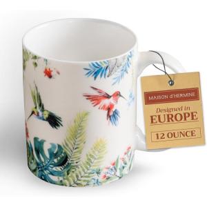 imageMaison d Hermine Coffee Mug with Handles Fine Bone China Pack of Two Coffee Mug for Hot Beverages Cappuccino Latte Home Restaurant Perfect for Men ampamp Women Holly Time 15 Ounce1  Tropiques  Colibris
