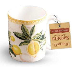 imageMaison d Hermine Coffee Mug with Handles Fine Bone China Pack of Two Coffee Mug for Hot Beverages Cappuccino Latte Home Restaurant Perfect for Men ampamp Women Holly Time 15 Ounce4  Limoncello  Combava