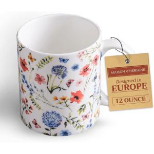 imageMaison d Hermine Coffee Mug with Handles Fine Bone China Pack of Two Coffee Mug for Hot Beverages Cappuccino Latte Home Restaurant Perfect for Men ampamp Women Holly Time 15 Ounce9  Just Floral  Blues N Redz
