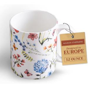 imageMaison d Hermine Coffee Mug with Handles Fine Bone China Pack of Two Coffee Mug for Hot Beverages Cappuccino Latte Home Restaurant Perfect for Men ampamp Women Holly Time 15 Ounce9  Just Floral  Poppies Always