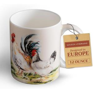 imageMaison d Hermine Coffee Mug with Handles Fine Bone China Pack of Two Coffee Mug for Hot Beverages Cappuccino Latte Home Restaurant Perfect for Men ampamp Women Holly Time 15 Ounce5  Campagne  Basse Cour
