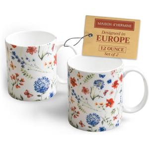 imageMaison d Hermine Coffee Mug with Handles Fine Bone China Pack of Two Coffee Mug for Hot Beverages Cappuccino Latte Home Restaurant Perfect for Men ampamp Women Holly Time 15 Ounce9  Just Floral