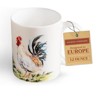 imageMaison d Hermine Coffee Mug with Handles Fine Bone China Pack of Two Coffee Mug for Hot Beverages Cappuccino Latte Home Restaurant Perfect for Men ampamp Women Holly Time 15 Ounce5  Campagne  Coq