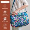 imageMaison d Hermine Cross Body Bag Cotton Adjustable Shoulder Strap Hand Bag Tote purse with Zippered ampamp Slip Pockets13  Happy Florals  Blue