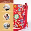 imageMaison d Hermine Cross Body Bag Cotton Adjustable Shoulder Strap Hand Bag Tote purse with Zippered ampamp Slip Pockets14  Happy Florals  Red