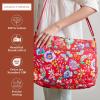 imageMaison d Hermine Cross Body Bag Cotton Adjustable Shoulder Strap Hand Bag Tote purse with Zippered ampamp Slip Pockets14  Happy Florals  Red