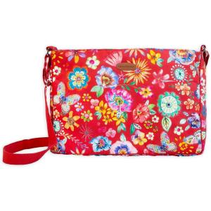 imageMaison d Hermine Cross Body Bag Cotton Adjustable Shoulder Strap Hand Bag Tote purse with Zippered ampamp Slip Pockets14  Happy Florals  Red