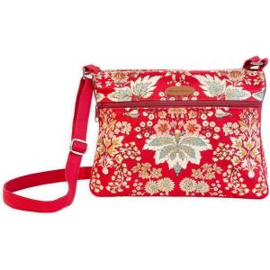 imageMaison d Hermine Cross Body Bag Cotton Adjustable Shoulder Strap Hand Bag Tote purse with Zippered ampamp Slip Pockets23  Marquise  Red