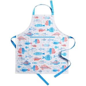 imageMaison dHermine 100 Cotton Apron for women with Pocket Kitchen Chef Apron for Men Easter decorations Cooking Baking Garden14  Breton Fishes