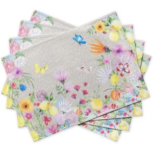 imageMaison dHermine Placemats Set of 4 100 Cotton Washable Cloth Place mats Home Kitchen Wedding Restaurant Buffet Party  Easter Decorations SpringSummer Chardon 13quot x 19quot16  Jardin Dete  Fog