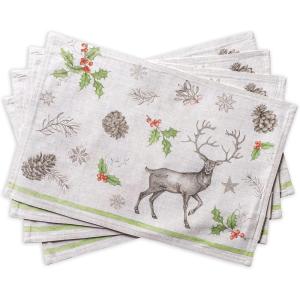 imageMaison d Hermine Placemats 100 Cotton Set of 4 Dinner Placemat Decorative Washable Cloth Placemat Dining Buffet Parties ampamp Camping Kalahari  ThanksgivingChristmas06  Christmas Dew