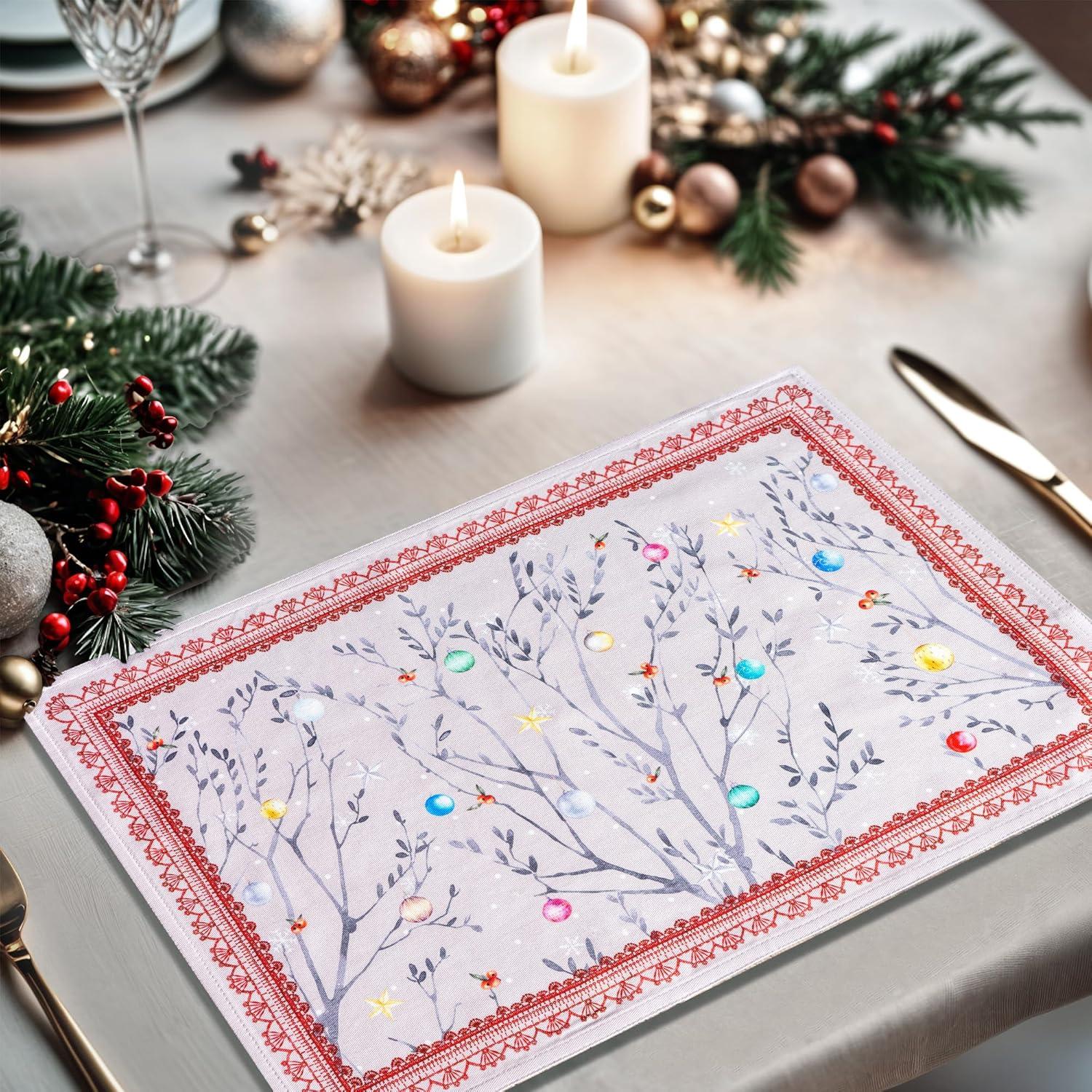 imageMaison d Hermine Placemat 100 Cotton Decorative Placemats Washable Cloth Placemats Home Wedding Restaurant Party ampamp Camping Potiron  ThanksgivingChristmas Set of 407  Fairy Christmas
