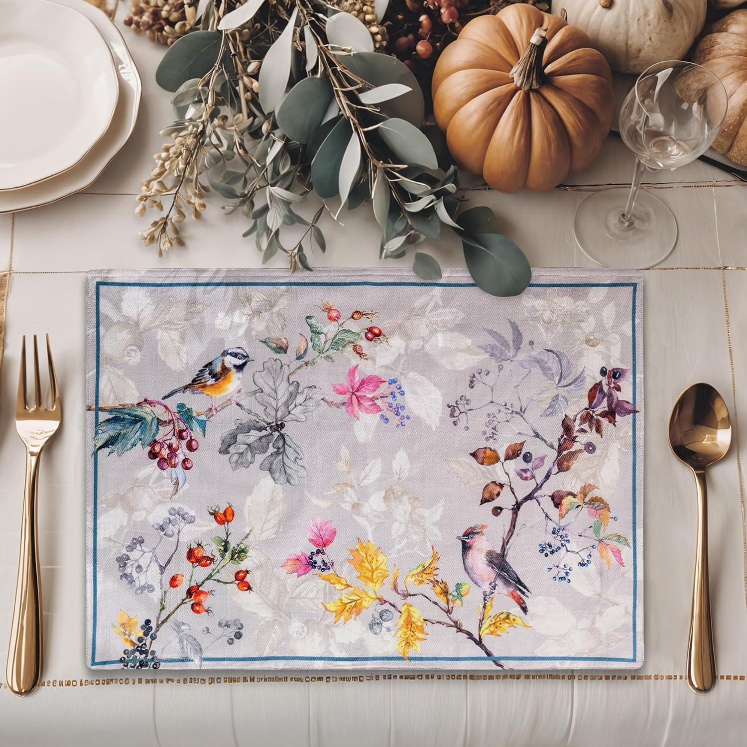 imageMaison d Hermine Placemat 100 Cotton Decorative Placemats Washable Cloth Placemats Home Wedding Restaurant Party ampamp Camping Potiron  ThanksgivingChristmas Set of 410  Equinoxe  Grey