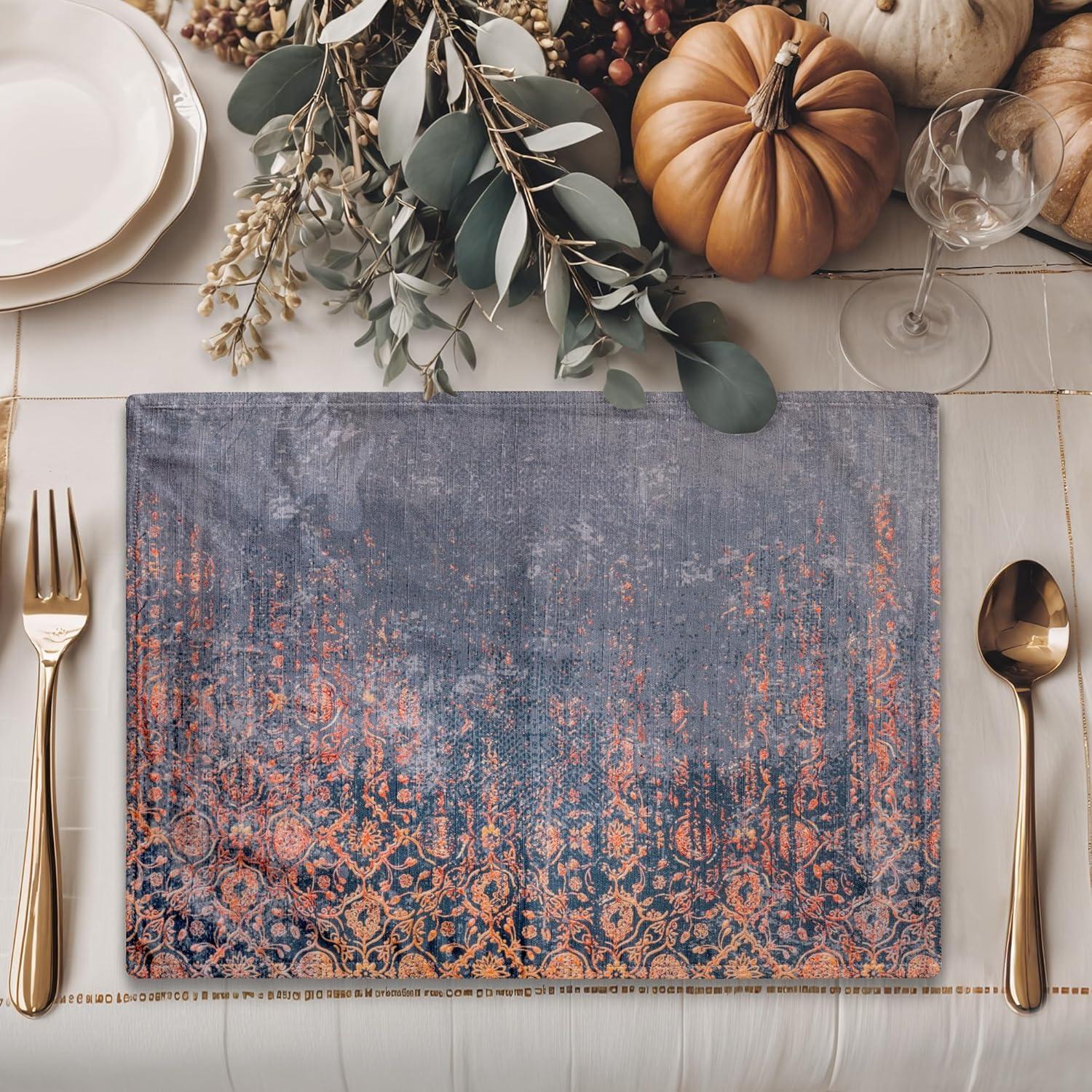 imageMaison d Hermine Placemat 100 Cotton Decorative Placemats Washable Cloth Placemats Home Wedding Restaurant Party ampamp Camping Potiron  ThanksgivingChristmas Set of 416  Imperfection