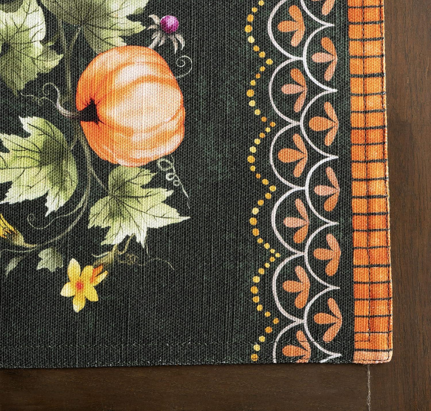 imageMaison d Hermine Placemat 100 Cotton Decorative Placemats Washable Cloth Placemats Home Wedding Restaurant Party ampamp Camping Potiron  ThanksgivingChristmas Set of 415  Pumpkin Garden  Dark Green