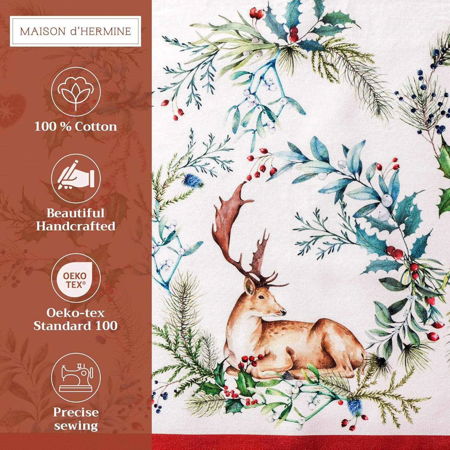 imageMaison d Hermine Placemat 100 Cotton Decorative Placemats Washable Cloth Placemats Home Wedding Restaurant Party ampamp Camping Potiron  ThanksgivingChristmas Set of 404  Holly Time