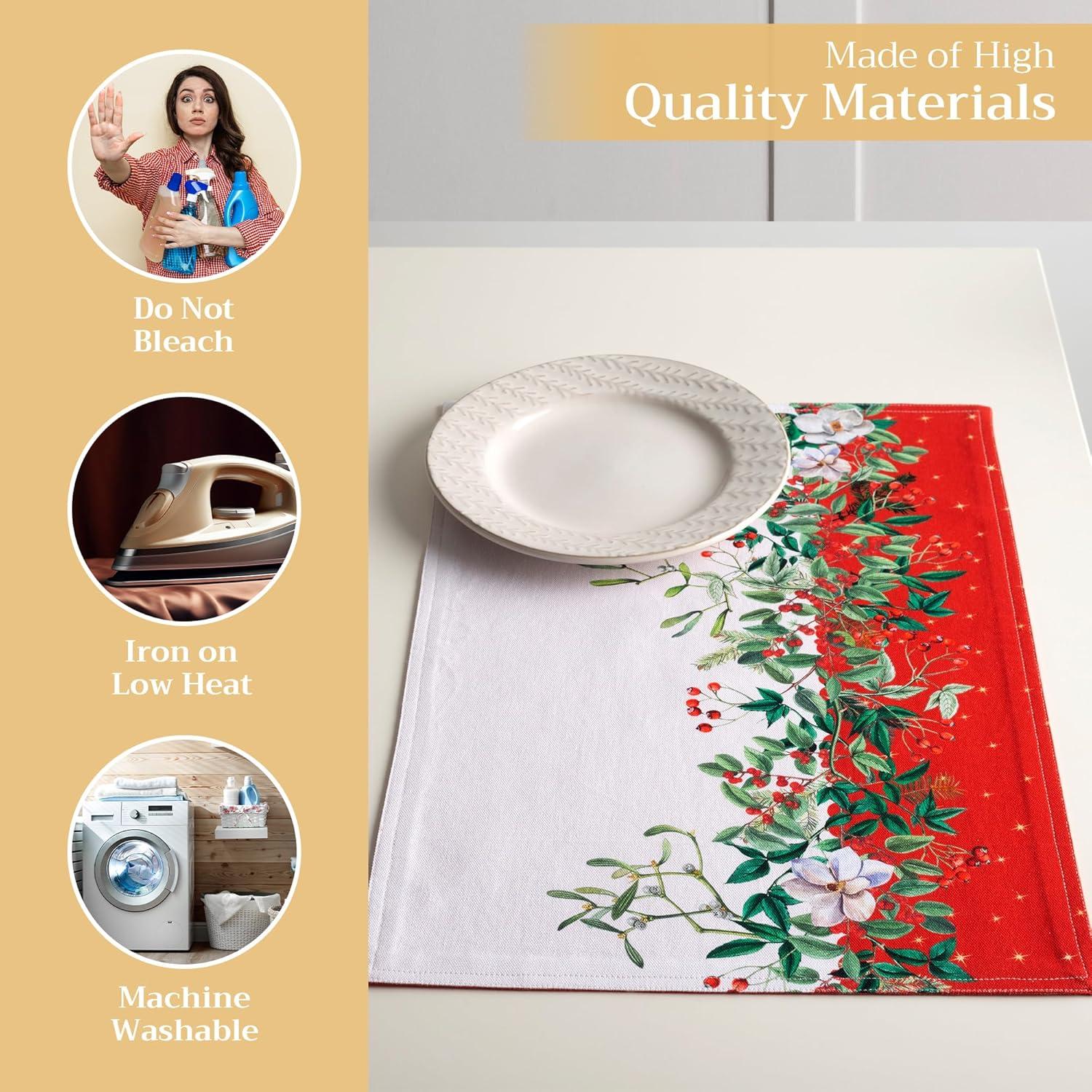 imageMaison d Hermine Placemat 100 Cotton Decorative Placemats Washable Cloth Placemats Home Wedding Restaurant Party ampamp Camping Potiron  ThanksgivingChristmas Set of 420  Noel
