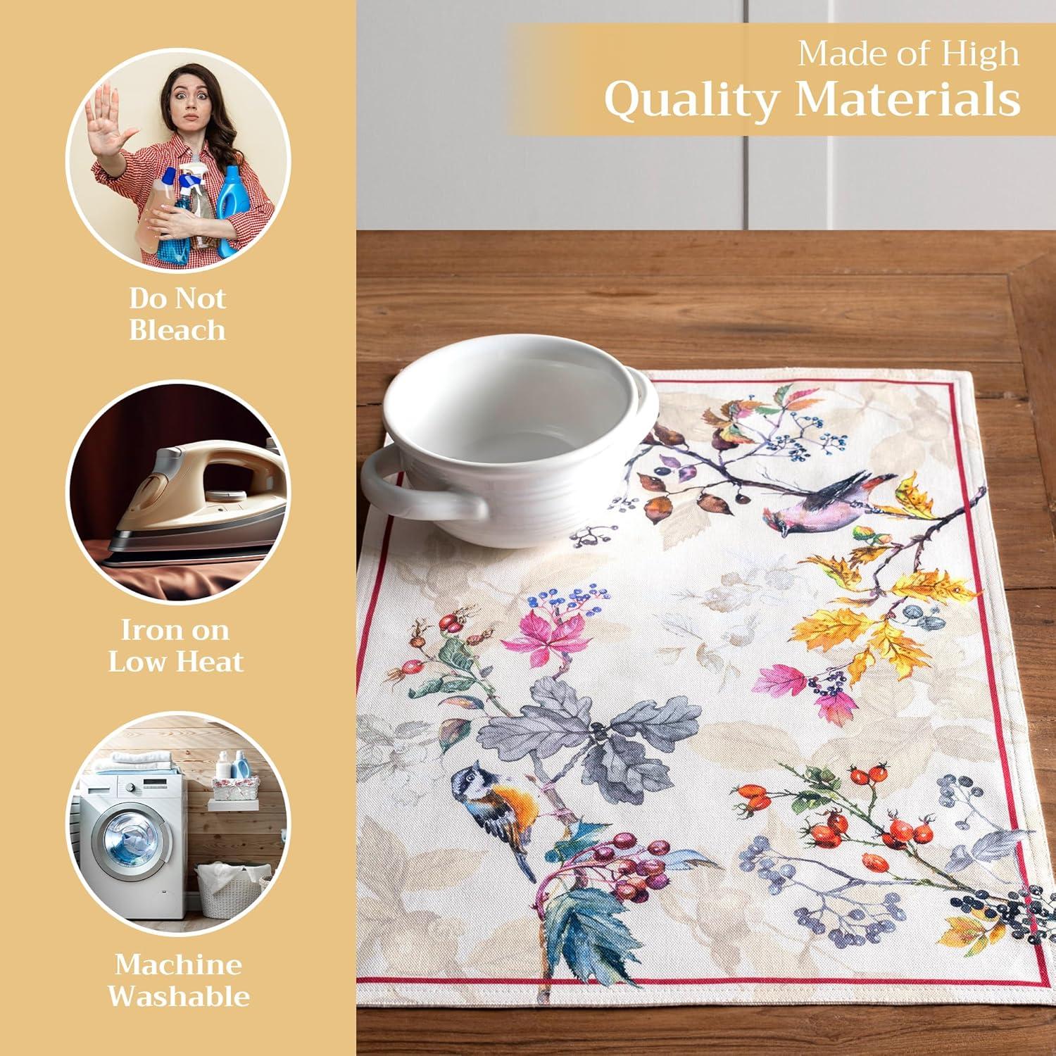 imageMaison d Hermine Placemat 100 Cotton Decorative Placemats Washable Cloth Placemats Home Wedding Restaurant Party ampamp Camping Potiron  ThanksgivingChristmas Set of 403  Equinoxe  Beige