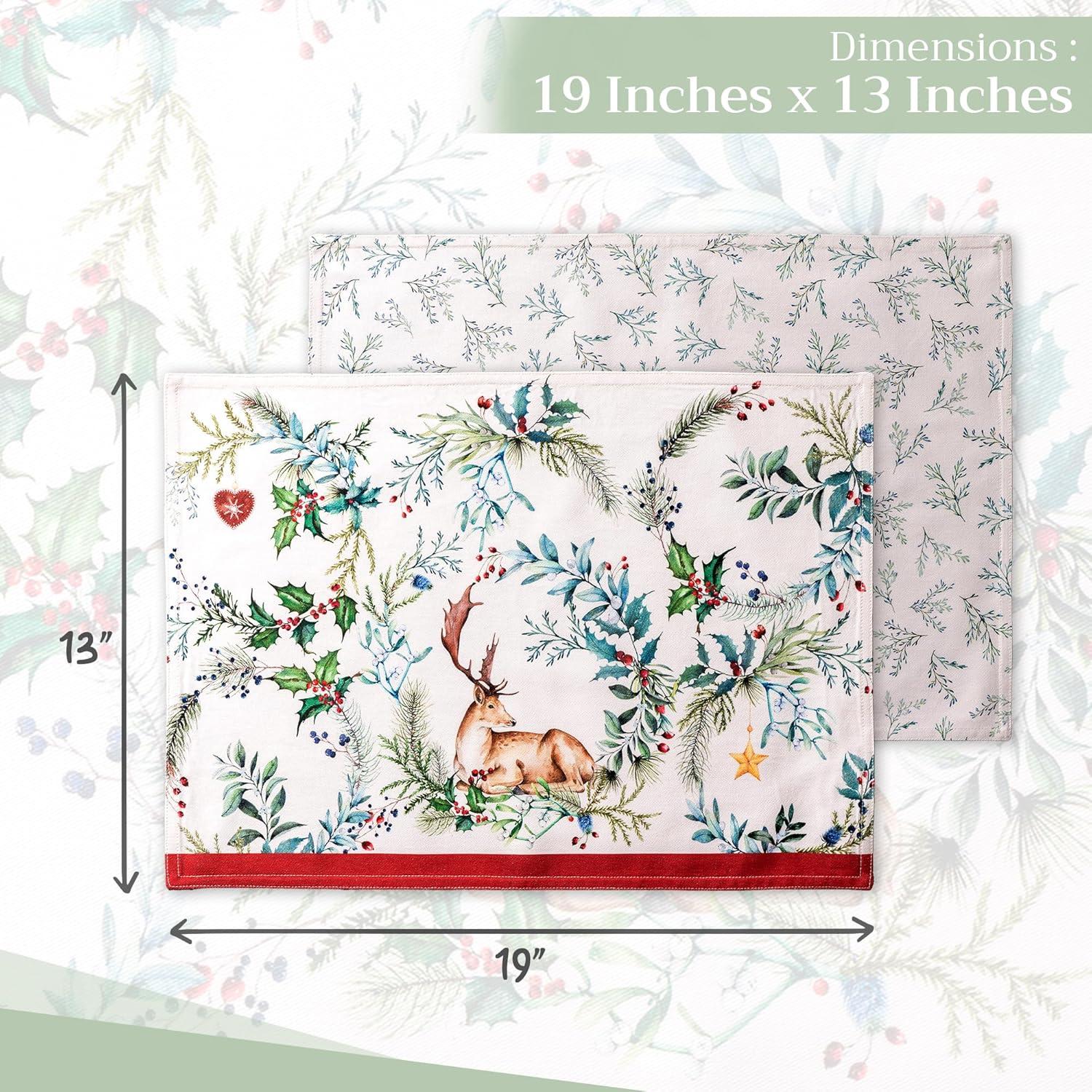 imageMaison d Hermine Placemat 100 Cotton Decorative Placemats Washable Cloth Placemats Home Wedding Restaurant Party ampamp Camping Potiron  ThanksgivingChristmas Set of 404  Holly Time