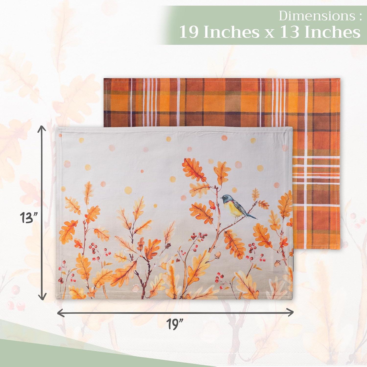 imageMaison d Hermine Placemat 100 Cotton Decorative Placemats Washable Cloth Placemats Home Wedding Restaurant Party ampamp Camping Potiron  ThanksgivingChristmas Set of 406  Oak Leaves