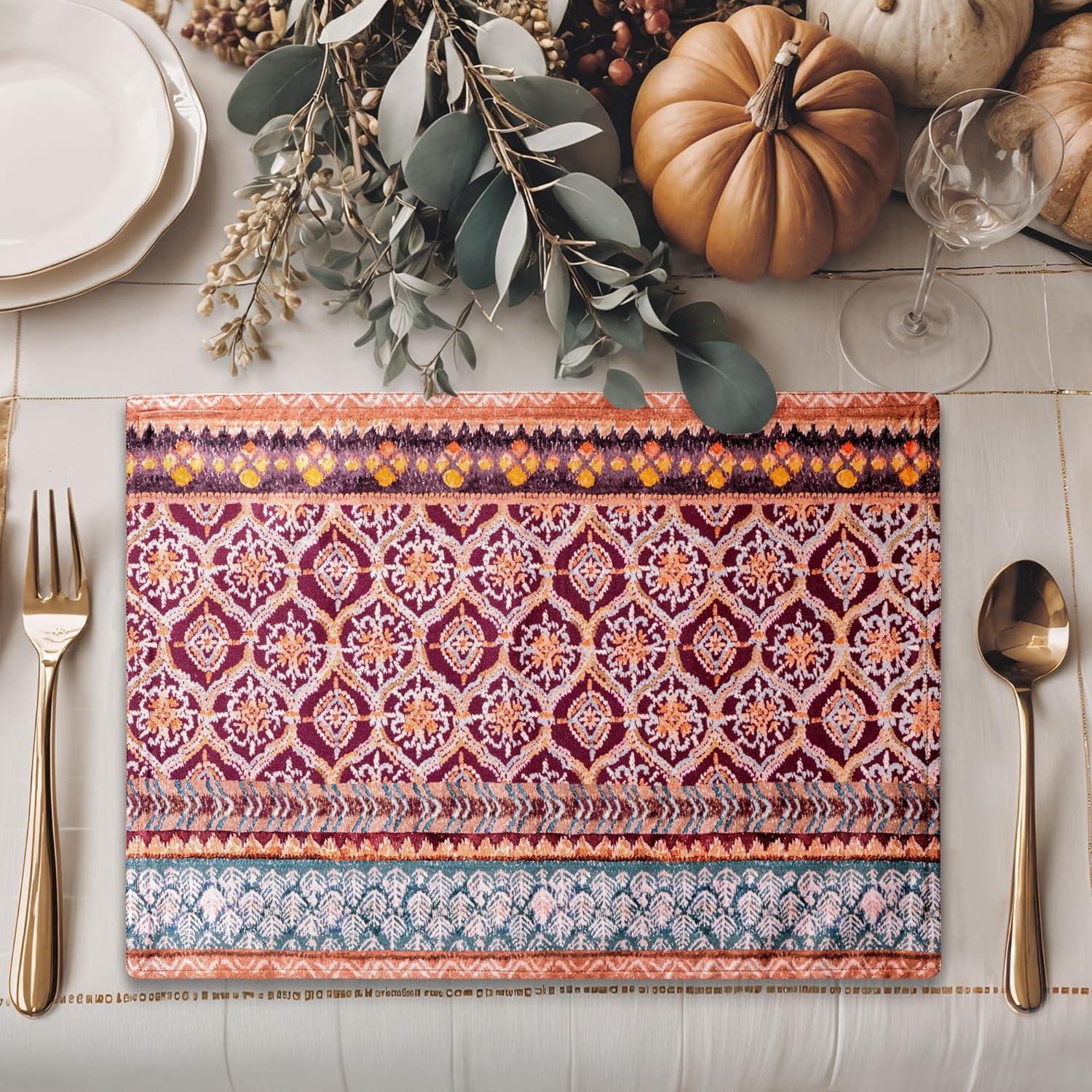 imageMaison d Hermine Placemat 100 Cotton Decorative Placemats Washable Cloth Placemats Home Wedding Restaurant Party ampamp Camping Potiron  ThanksgivingChristmas Set of 422  Fair Isle